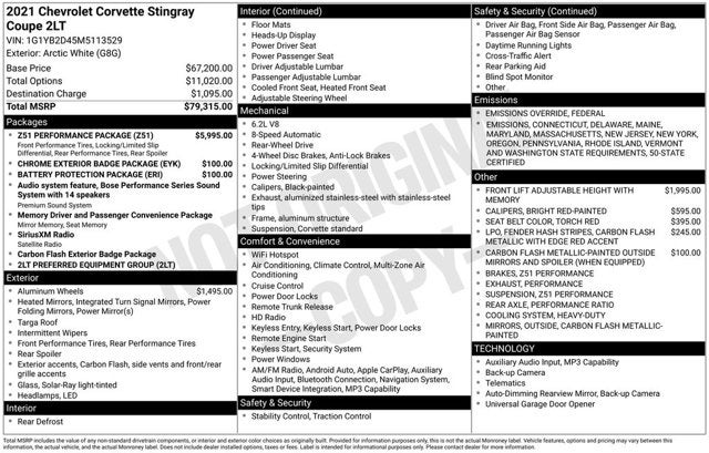 2021 Chevrolet Corvette 2LT