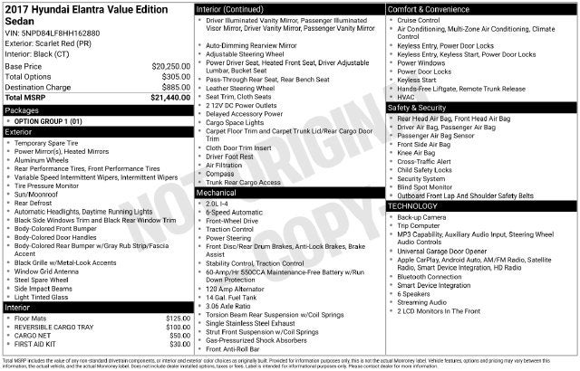 2017 Hyundai ELANTRA Value Edition