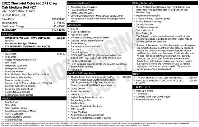 2022 Chevrolet Colorado 4WD Z71