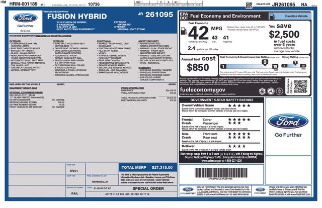 2018 Ford Fusion Hybrid SE