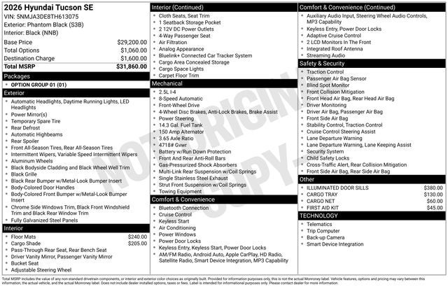 2026 Hyundai TUCSON SE FWD
