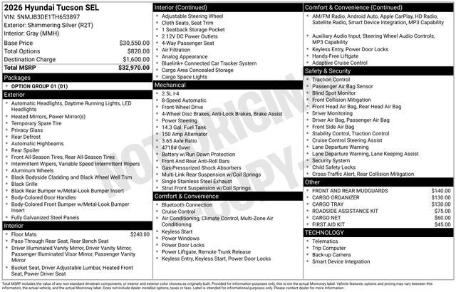 2026 Hyundai TUCSON SEL FWD
