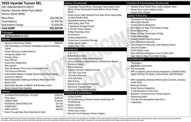 2026 Hyundai TUCSON SEL