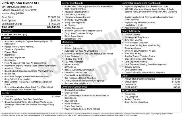 2026 Hyundai TUCSON SEL AWD