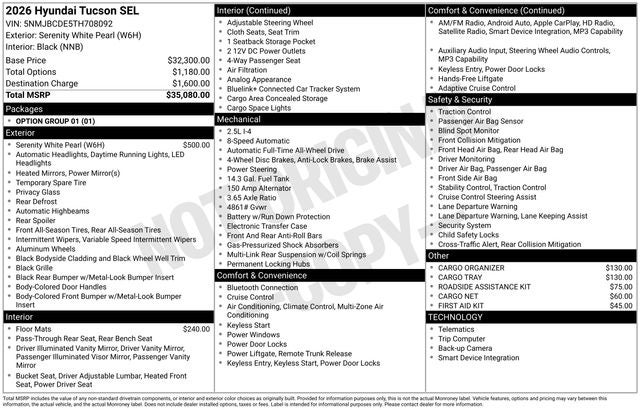 2026 Hyundai TUCSON SEL