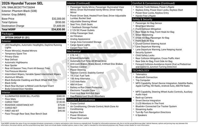 2026 Hyundai TUCSON SEL