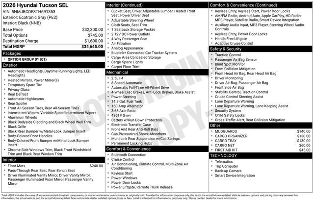2026 Hyundai TUCSON SEL AWD