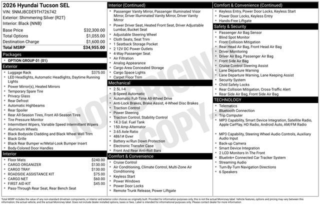 2026 Hyundai TUCSON SEL