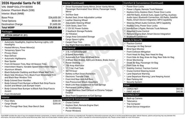 2026 Hyundai SANTA FE SE AWD