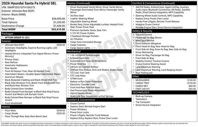 2026 Hyundai SANTA FE HYBRID SEL