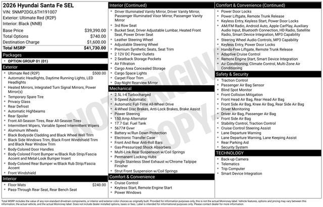 2026 Hyundai SANTA FE SEL AWD