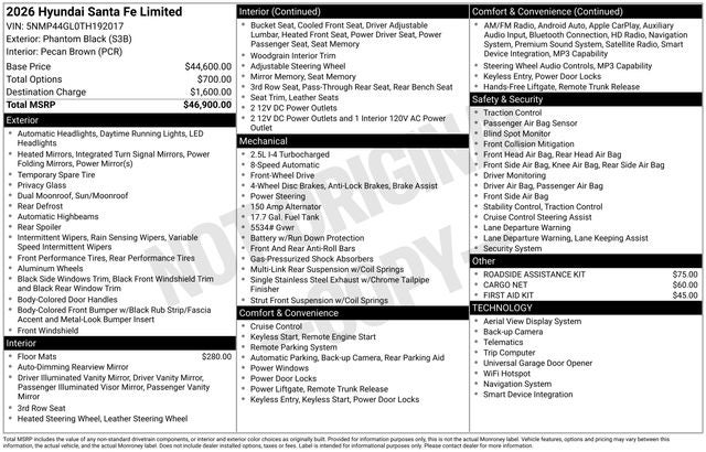 2026 Hyundai SANTA FE Limited FWD