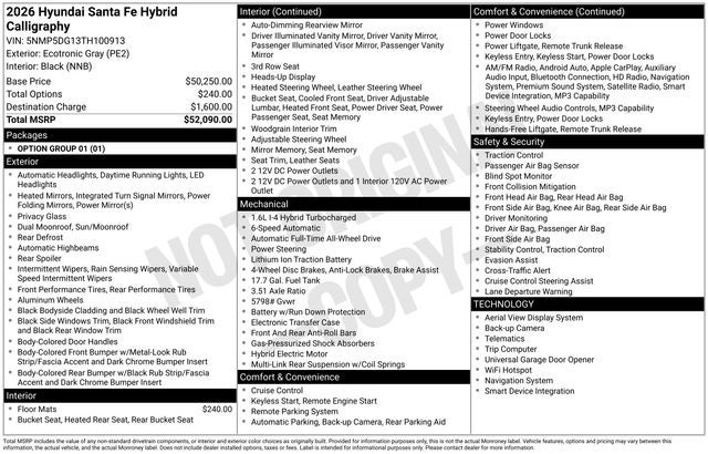 2026 Hyundai SANTA FE HYBRID Calligraphy