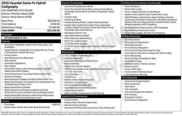 2026 Hyundai SANTA FE HYBRID Calligraphy