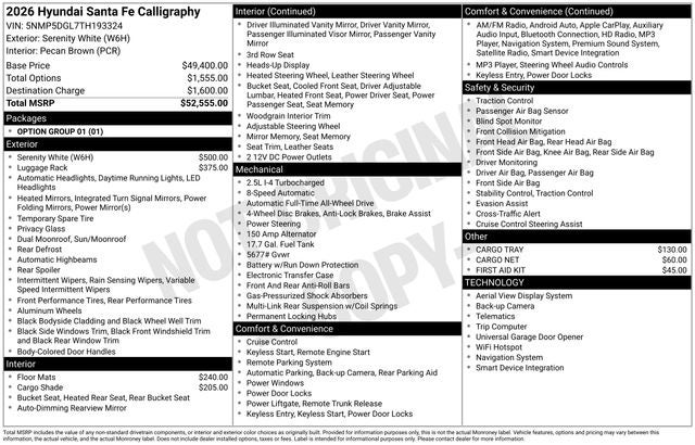 2026 Hyundai SANTA FE Calligraphy AWD