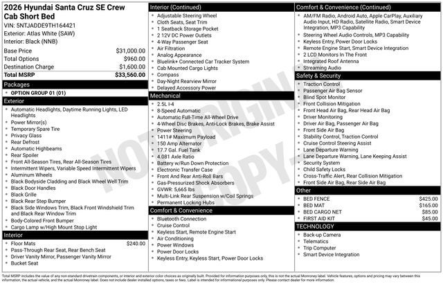 2026 Hyundai SANTA CRUZ SE AWD