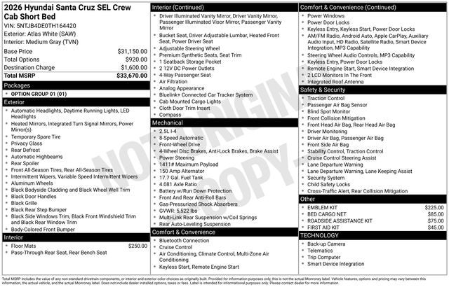 2026 Hyundai SANTA CRUZ SEL FWD