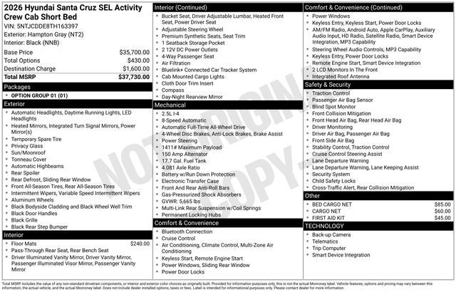 2026 Hyundai SANTA CRUZ SEL Activity AWD