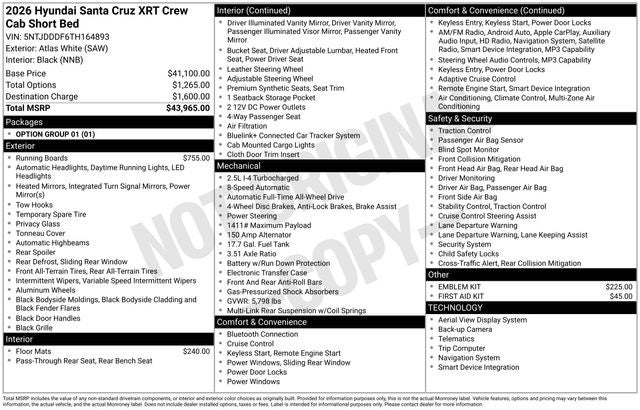 2026 Hyundai SANTA CRUZ XRT