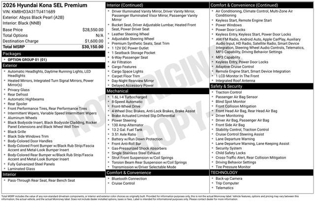 2026 Hyundai KONA SEL Premium FWD