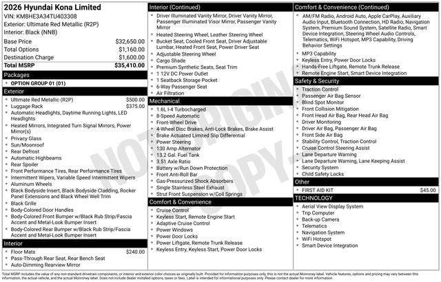 2026 Hyundai KONA Limited FWD