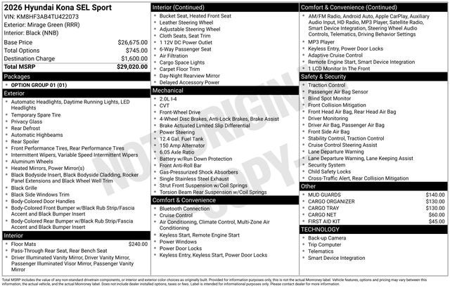 2026 Hyundai KONA SEL Sport FWD