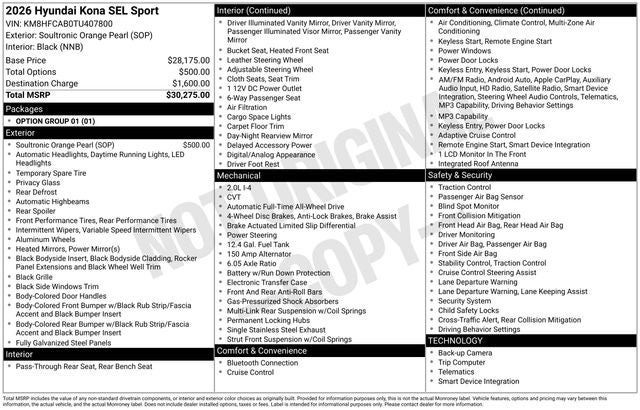 2026 Hyundai KONA SEL Sport AWD