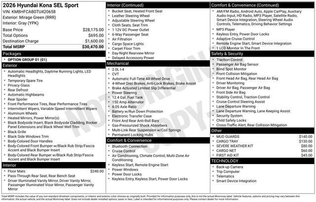 2026 Hyundai KONA SEL Sport AWD
