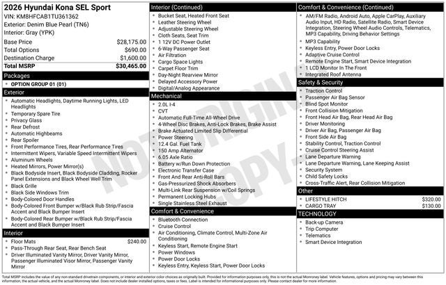 2026 Hyundai KONA SEL Sport AWD