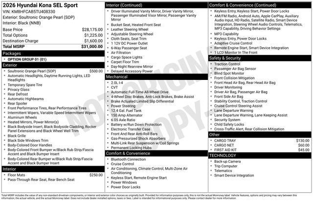 2026 Hyundai KONA SEL Sport AWD