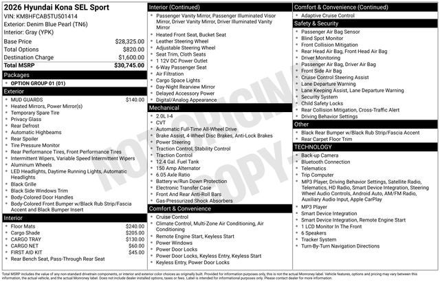 2026 Hyundai KONA SEL Sport