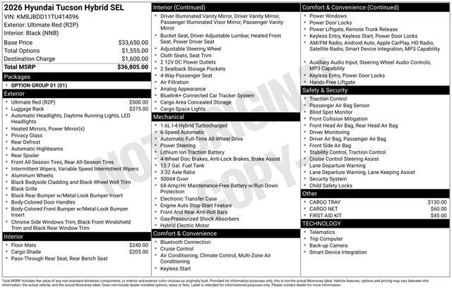 2026 Hyundai TUCSON HYBRID SEL AWD