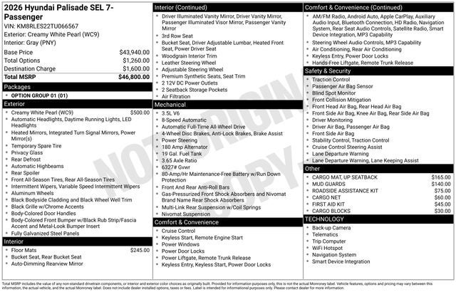 2026 Hyundai PALISADE SEL AWD