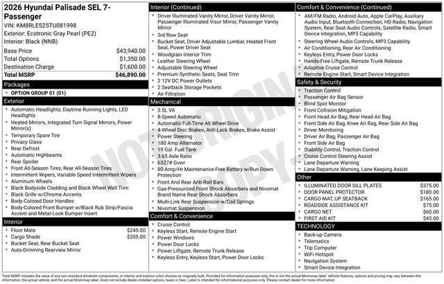 2026 Hyundai PALISADE SEL AWD