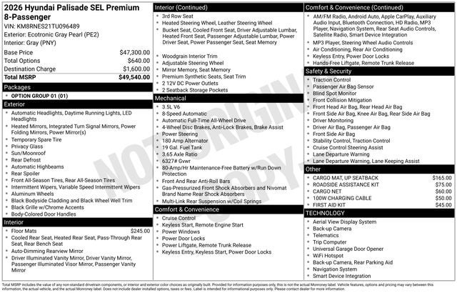 2026 Hyundai PALISADE SEL Premium AWD