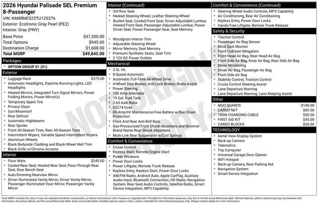 2026 Hyundai PALISADE SEL Premium 8 Passenger