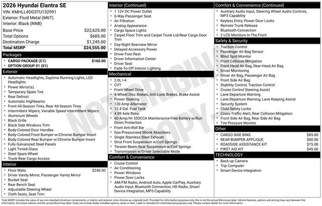 2026 Hyundai ELANTRA SE