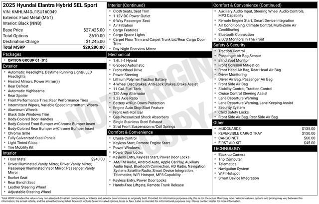 2025 Hyundai ELANTRA HYBRID SEL Sport