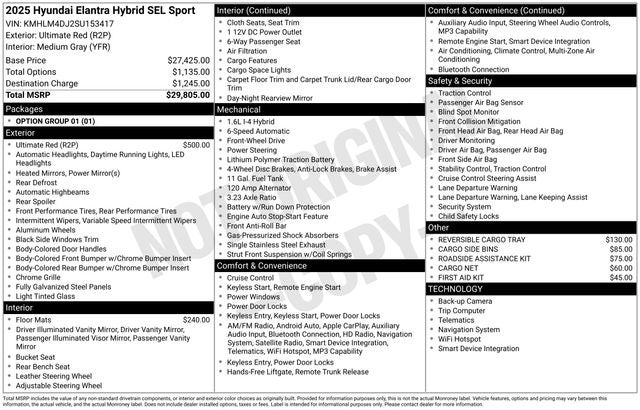 2025 Hyundai ELANTRA HYBRID SEL Sport