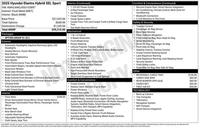 2025 Hyundai ELANTRA HYBRID SEL Sport