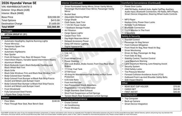 2026 Hyundai VENUE SE