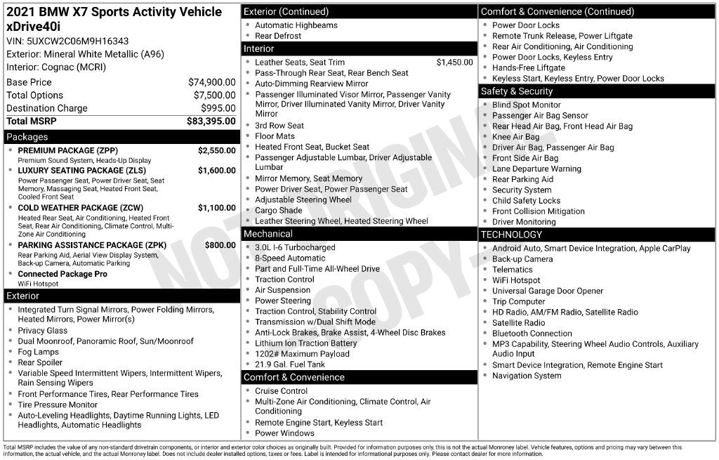 2021 BMW X7 xDrive40i