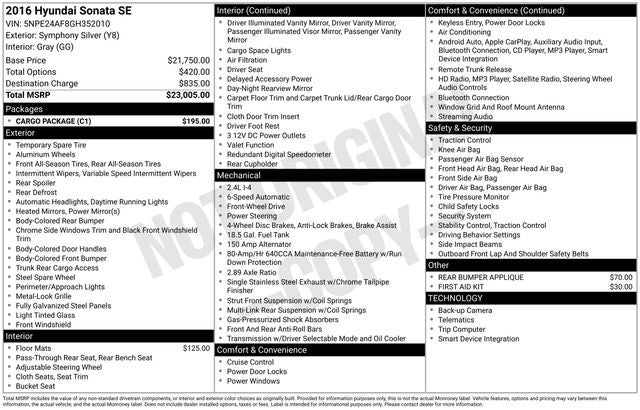 2016 Hyundai SONATA SE