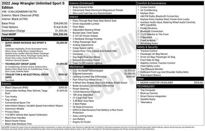 2022 Jeep Wrangler Unlimited Sport S