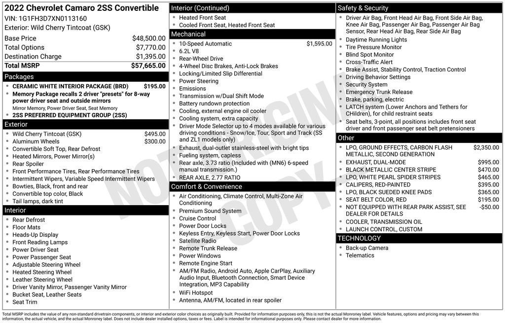2022 Chevrolet Camaro 2SS
