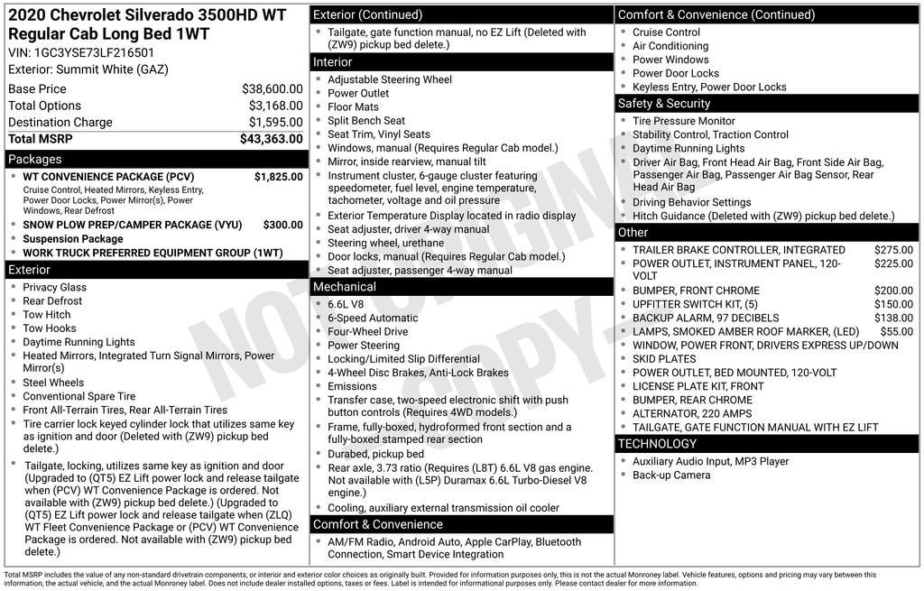 2020 Chevrolet Silverado 3500 HD WT