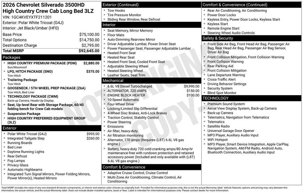 2026 Chevrolet Silverado 3500 HD High Country DRW