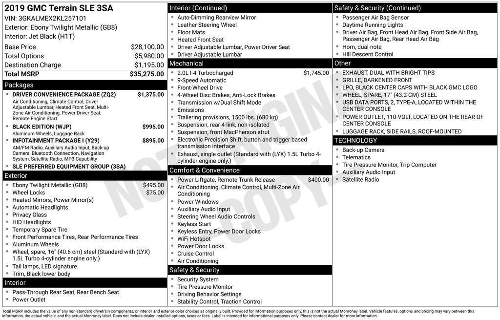 2019 GMC Terrain SLE