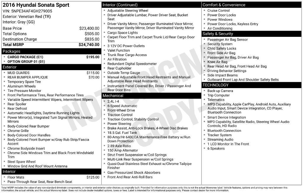 2016 Hyundai SONATA 2.4L Sport