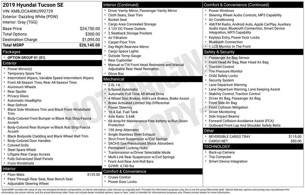 2019 Hyundai TUCSON SE